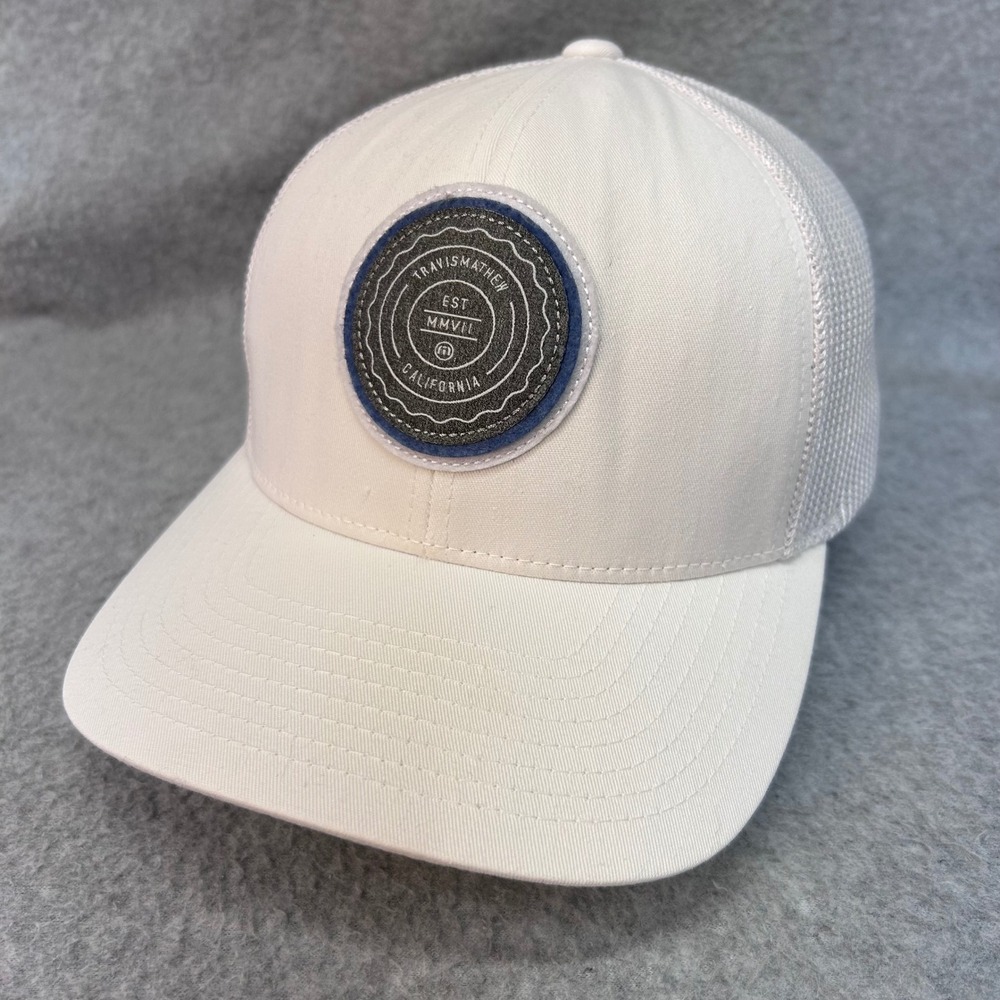 TravisMathew California Patch Mens White Hat Mesh Snapback Golf Cap OSFM